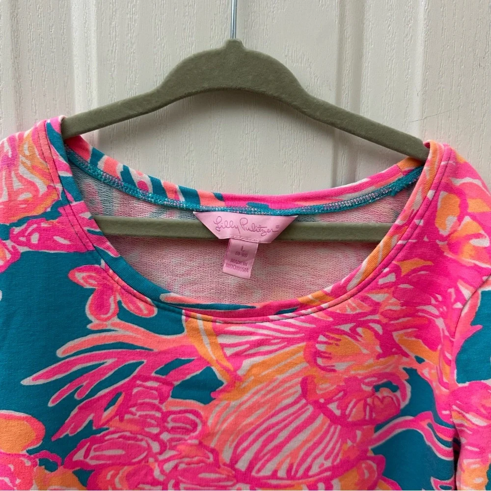 Lilly Pulitzer Girls Little Devon Dress in Fan Tastic Sparkling Blue Large 8-10